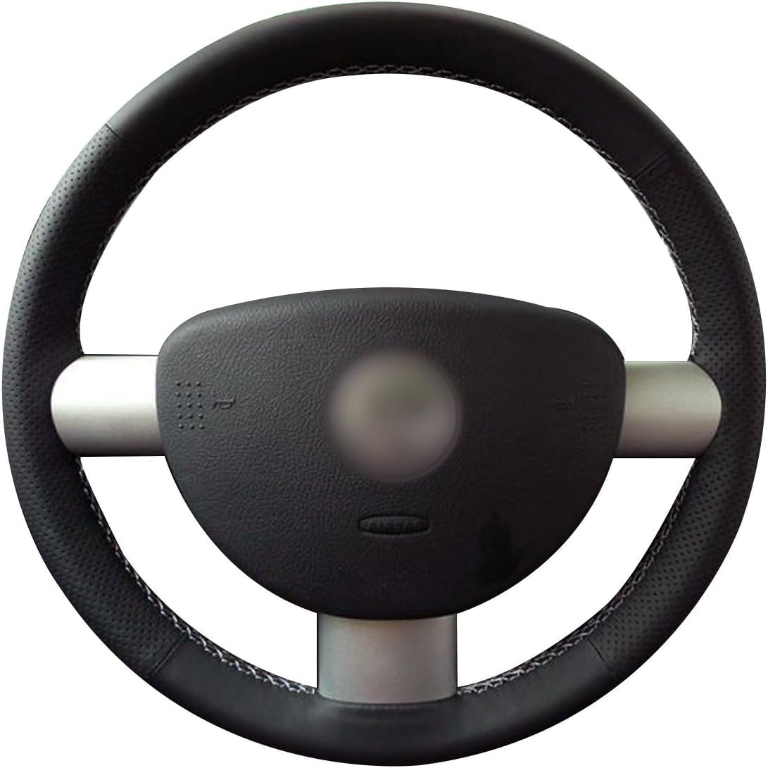 Loncky Custom OEM Black Genuine Leather Steering Wheel Cover for Volkswagen VW Beetle 2004 2005 2006 2007 2008 2009 2010 Accessories