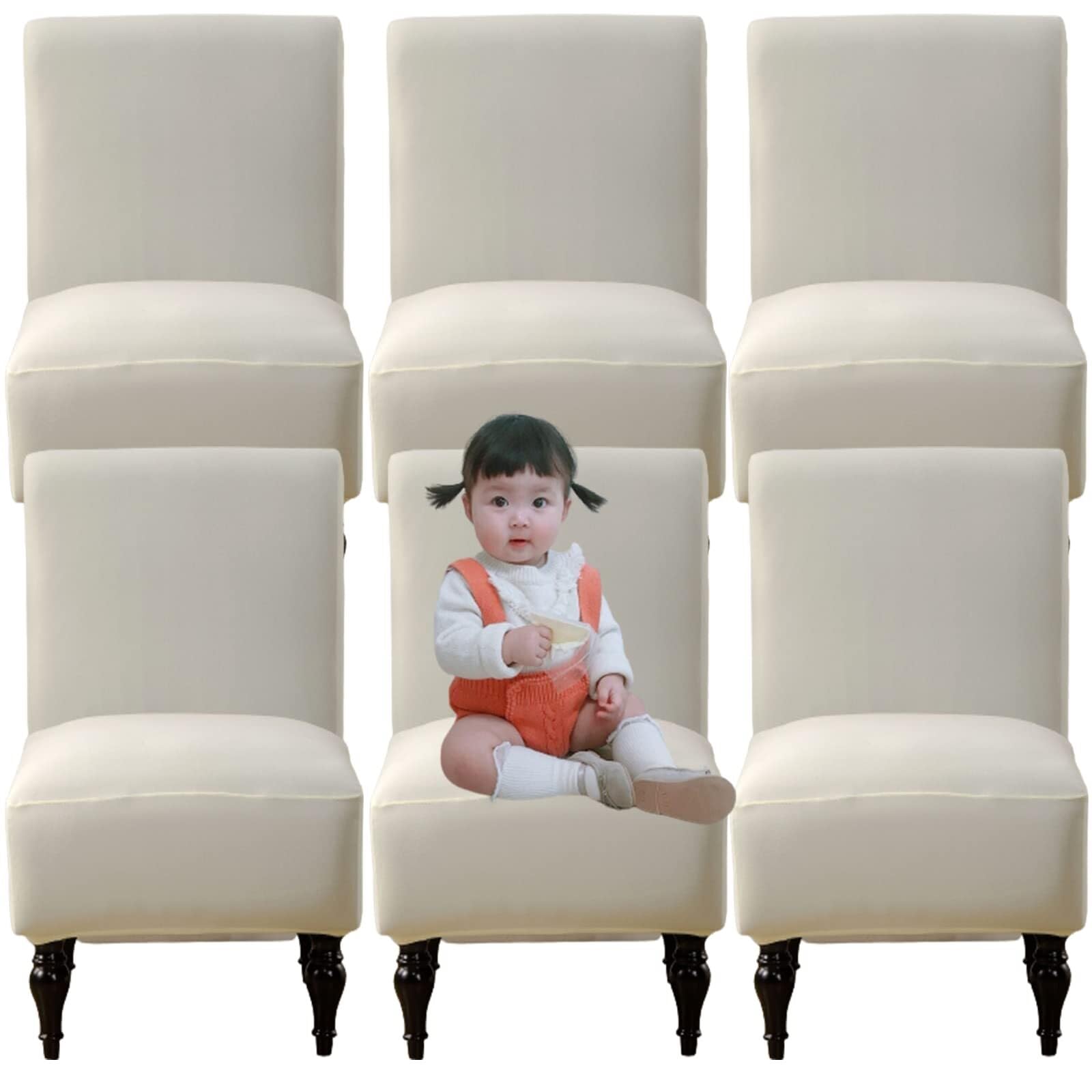 NMVAWIPT Armless Chair Slipcovers Stretch Accent Covers Removable Washable Anti-Dust Protector Furniture Without Armrests(#6,6pcs)