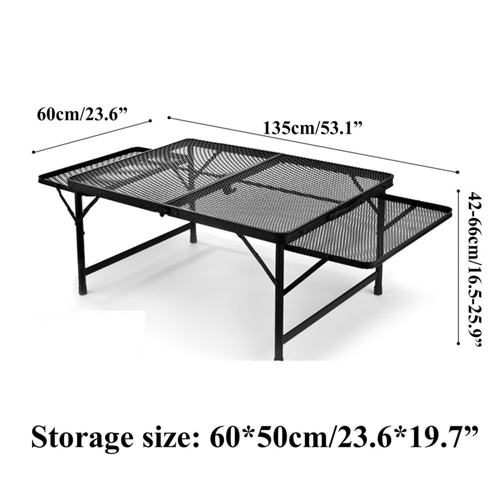 Przenośny aluminiowy grill stolik pomocniczy składany metalowy stół kempingowy z uchwytem do grilla na zewnątrz ogród patio RV 90 cm / 35,4 cala - idealny na imprezy i targi