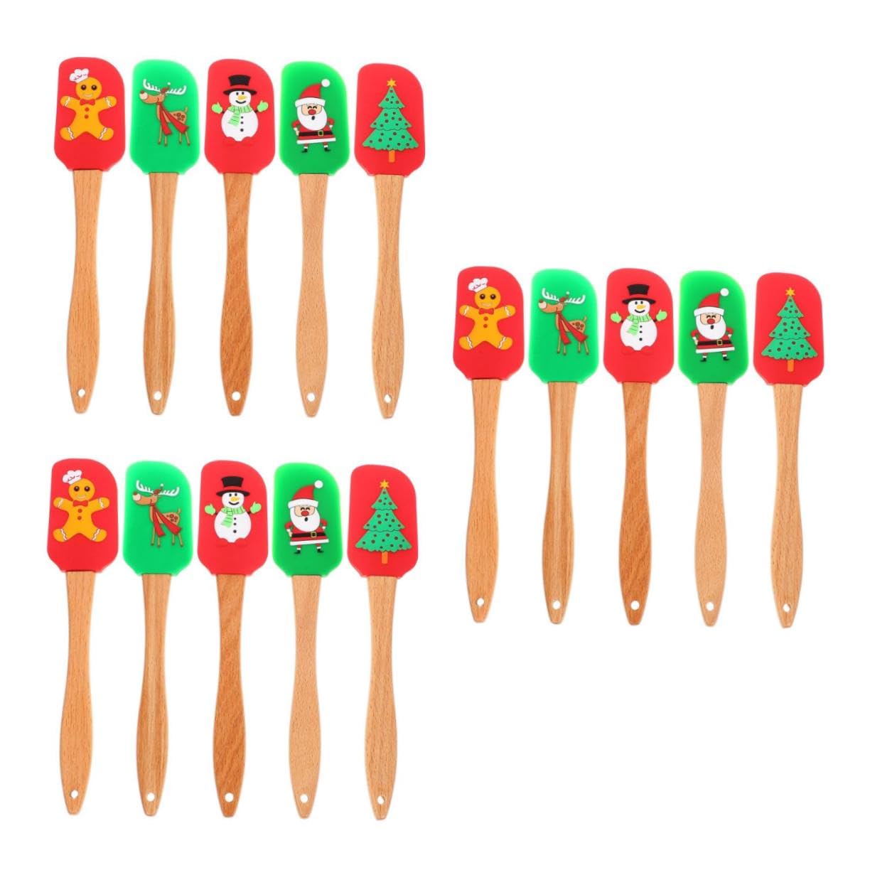 Cabilock 3 Juegos Espátula Para Crema Pastel Crema Utensilios Para Hornear De Navidad Espátulas Para Hornear De Navidad Pastel Mezclador De Mantequilla De Maní Espátulas Para 5 piezas * 3