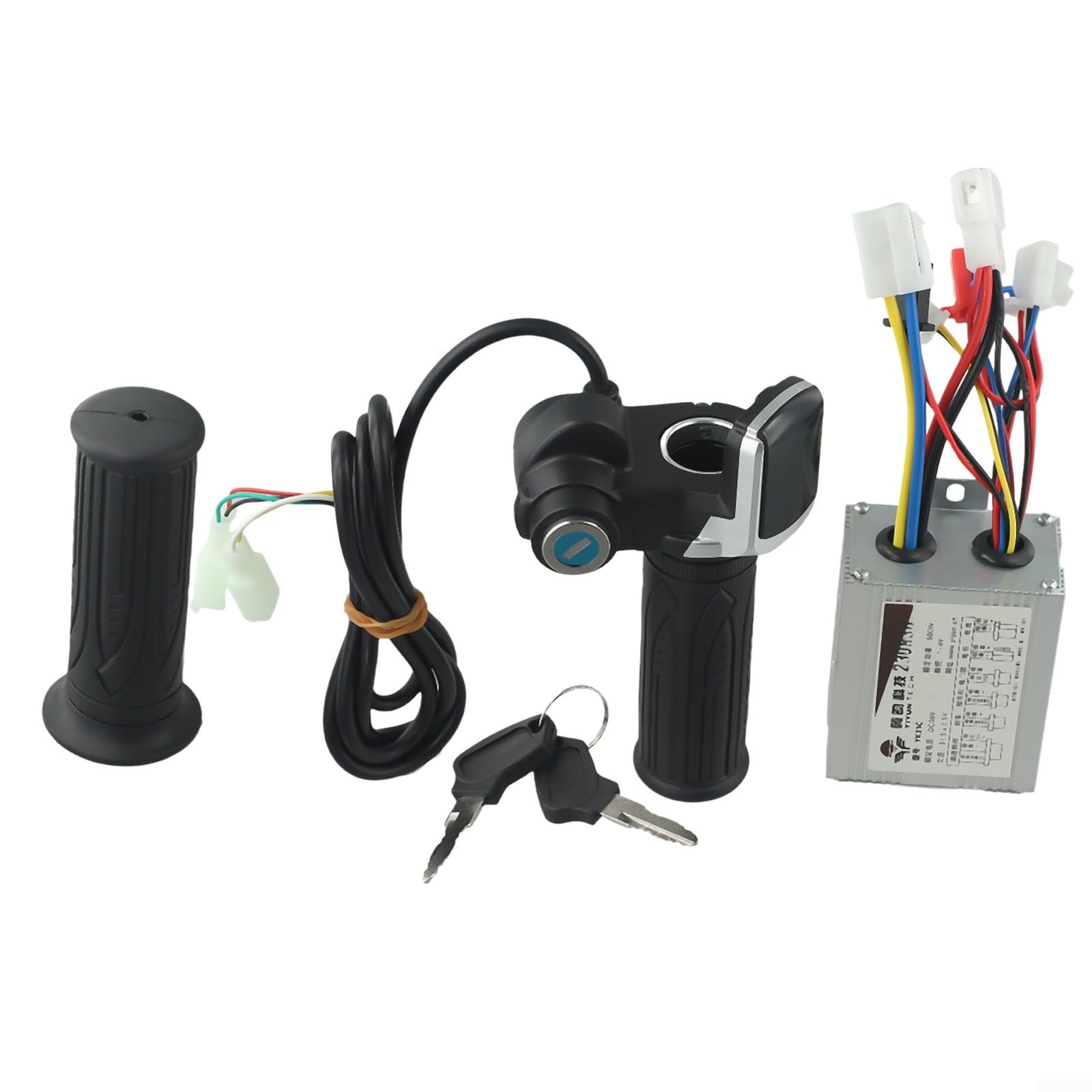 Contrôleur de vélo ou scooter électrique brossé avec poignée d'accélérateur, prend en charge les moteurs 24 V/36 V/48 V 250 W-1000 W, noir argenté (36 V 500 W)