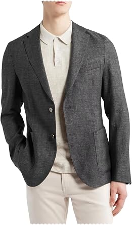 Mens Linen Suit Jacket Lapel Lightweight Busines Formal Jacket for Wedding