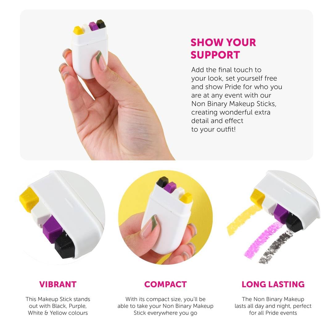 LOVETRENDS Bâton de maquillage pour visage drapeau panexuel - Rose, jaune et cyan - Maquillage LGBTQ+ Pride