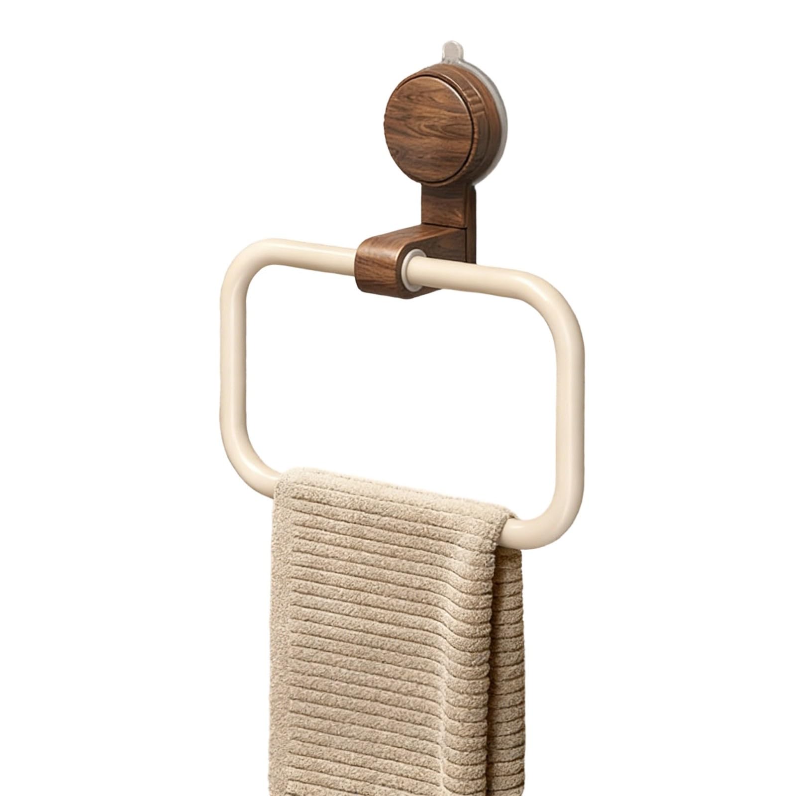 Xjdzineq Stylish Wood Towel Hanger with Suction Base for Bathroom Storage Multipurpose Adhesive Fasteners