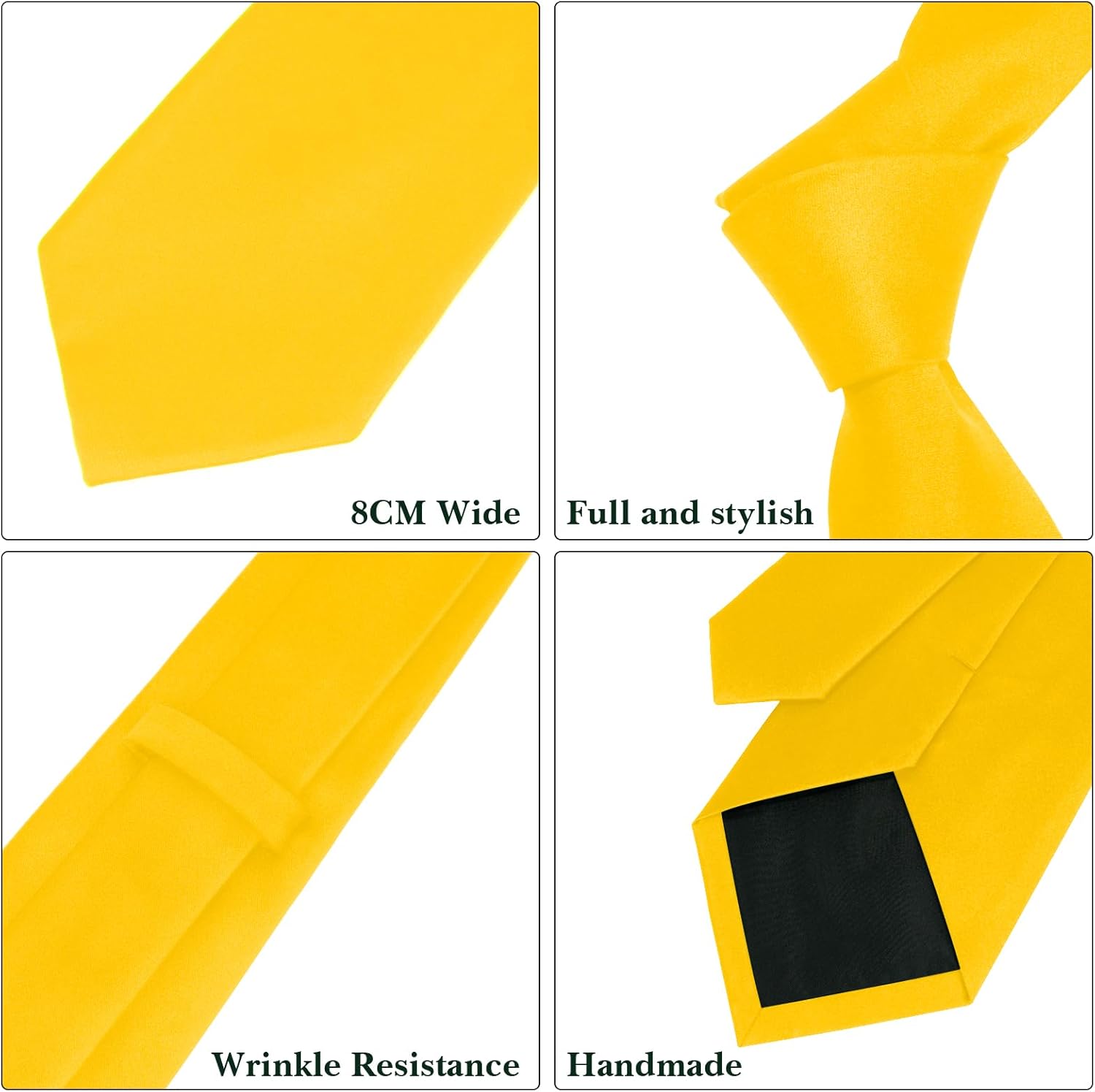 Men's Ties Solid Pure Color 3.15" (8CM) Necktie Black Ties For Men - Image 4