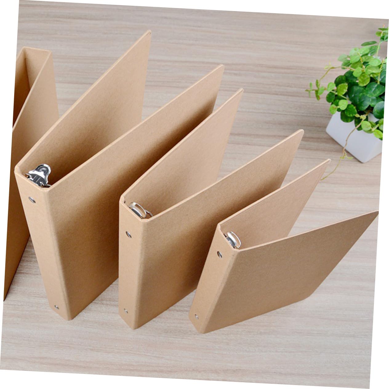 3 pièces Lot de Classeurs Souples à Anneaux Kraft Couverture Reliure pour Carnet Perforé Protection et Portable pour Bureau et École