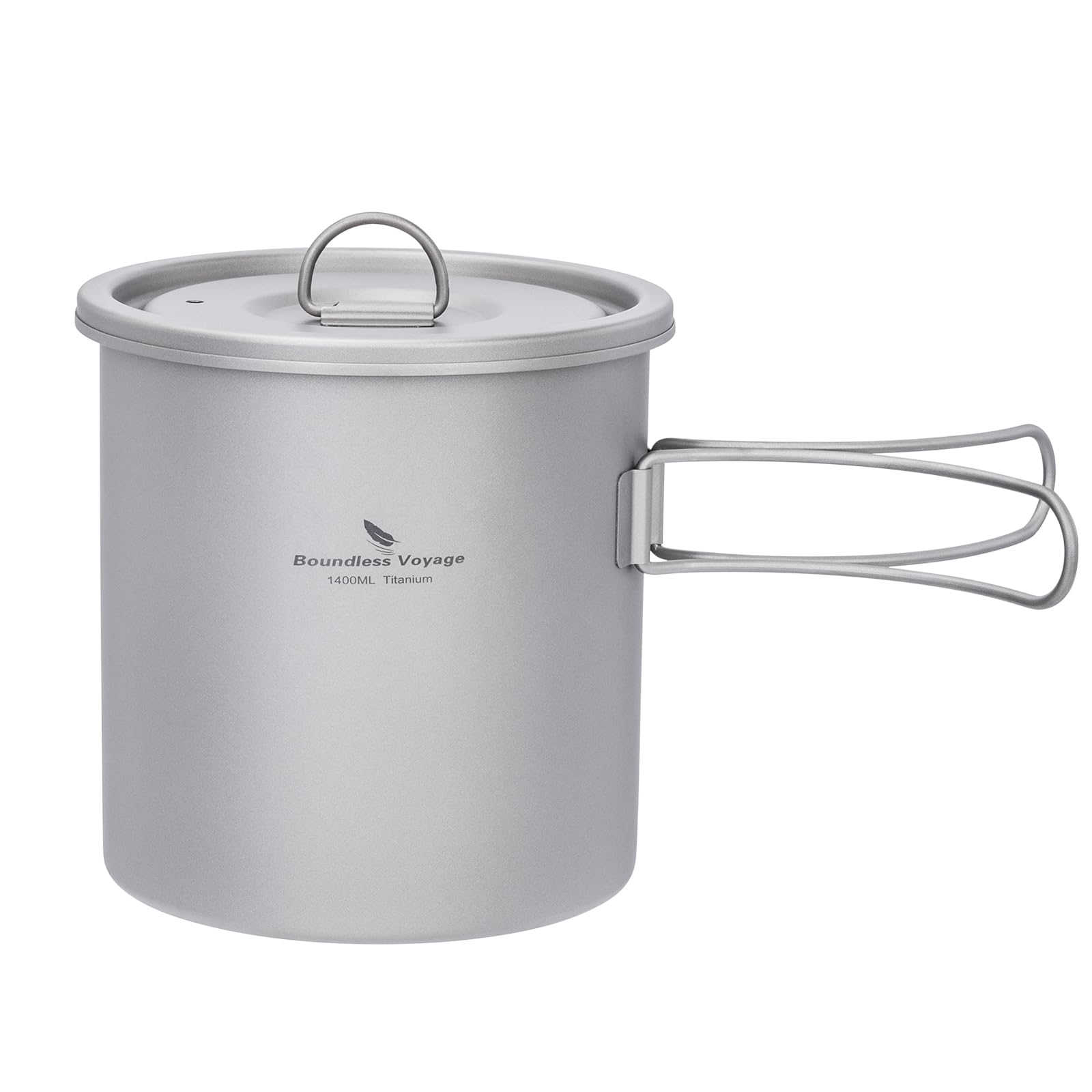iBasingo Ti2060C Ti2060C - Pentola da campeggio leggera in titanio da 1400 ml (1,4 l), con manico pieghevole e coperchio, resistente, antiruggine, per escursioni, escursioni e avventure all'aria