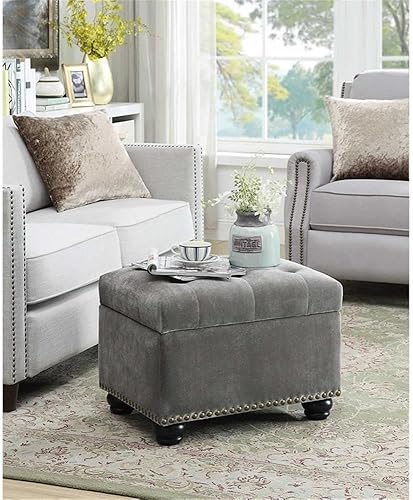 Miniatura 2 de Convenience Concepts Designs4Comfort 5th Avenue - Otomana de almacenamiento, color gris terciopelo