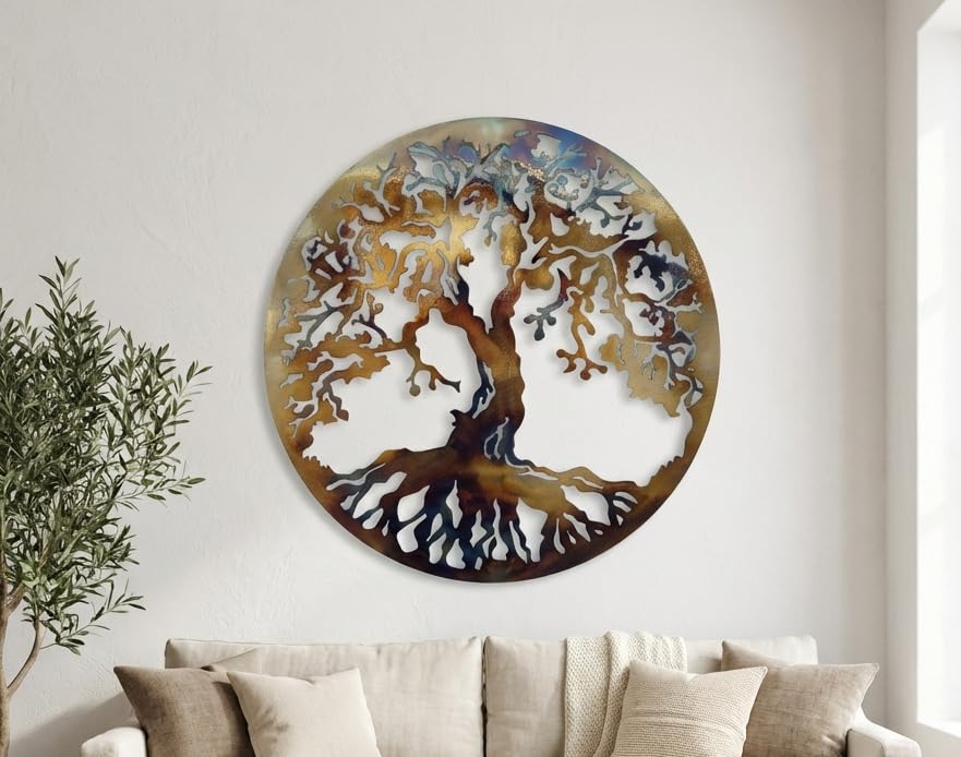 MetalArtWallDecor Arbre de Vie, la Chaleur de Couleur 91,4 cm Décoration Murale en métal