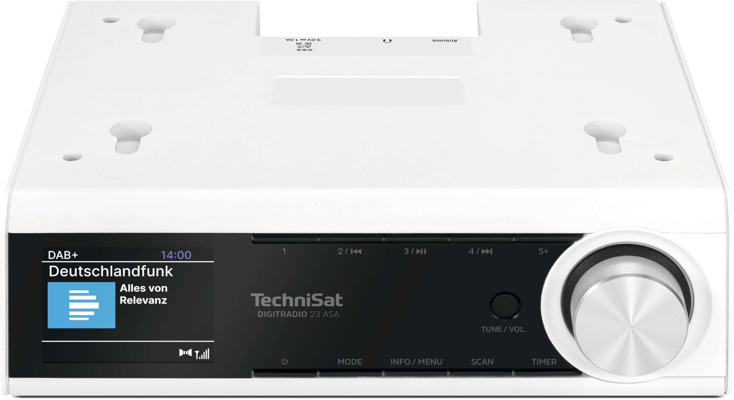 TechniSat DIGITRADIO 23 ASA Radio encastrable de cuisine avec alerte automatique de sécurité (ASA, radio de cuisine DAB, FM, écran couleur TFT à intensité variable, streaming audio Bluetooth, 2 W