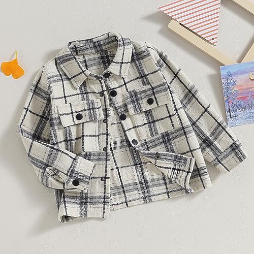 Eadrioss Little Kid Toddler Boy Autumn Plaid Print Coat, Long Sleeve Lapel Button Closure Jacket Outwear with Flap Pockets3