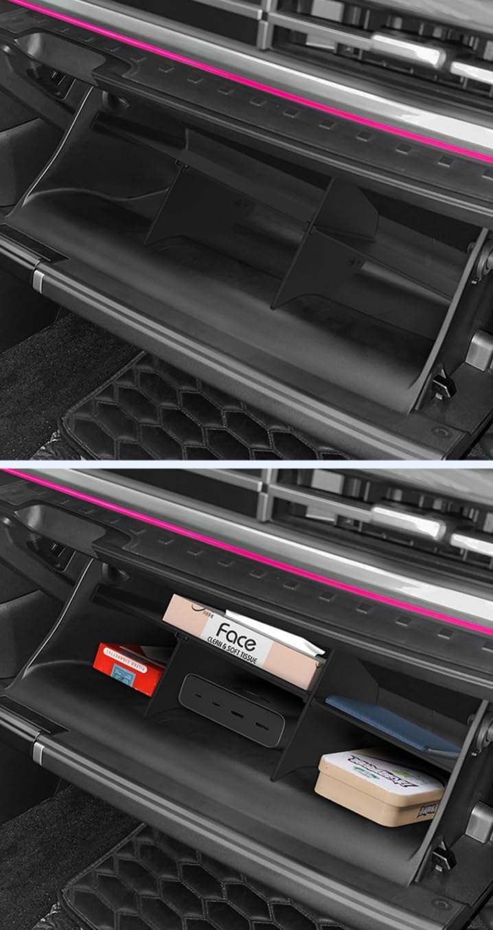 Glove Box Divider for Hyundai Santa Fe 2026 2025 2024 Organizer Divider for Santa Fe 2026 Accessories ABS All-Weather Waterproof Black image 2
