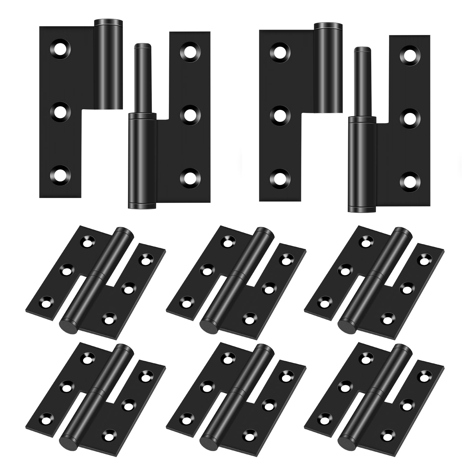 Lift Off Hinge 3IN Black Door Hinges, 6 Pack, Right, Stainless Steel Hinge Removable, Heavy Duty