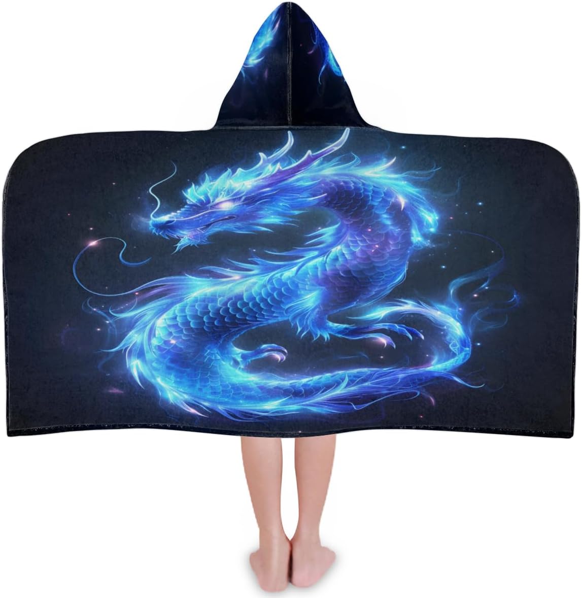 Fiery Dragons Kids Hooded Beach Towel for Girls Boys, Abstract Dragon Large Hooded Bath Towel Wrap Absorbent Quick Dry Toddler Swim Shower Pool Beach Towel
