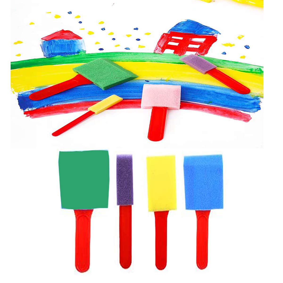 34-teiliges Schwamm Pinsel Set - Kreativ Malwerkzeuge Für Kinder Ab 2 Jahren