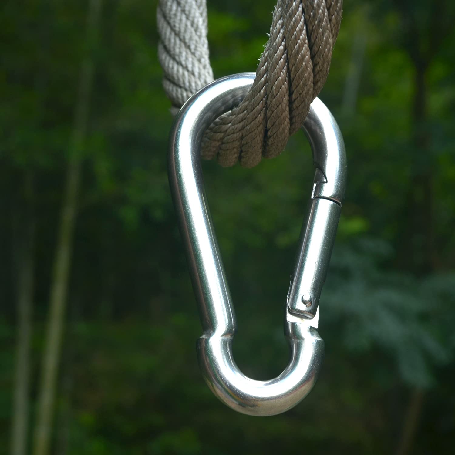 Mosquetón resistente, paquete de 6 ganchos de resorte de acero inoxidable 304 (650 libras) para acampar al aire libre, senderismo, columpio, hamaca, gimnasio (4 pulgadas)