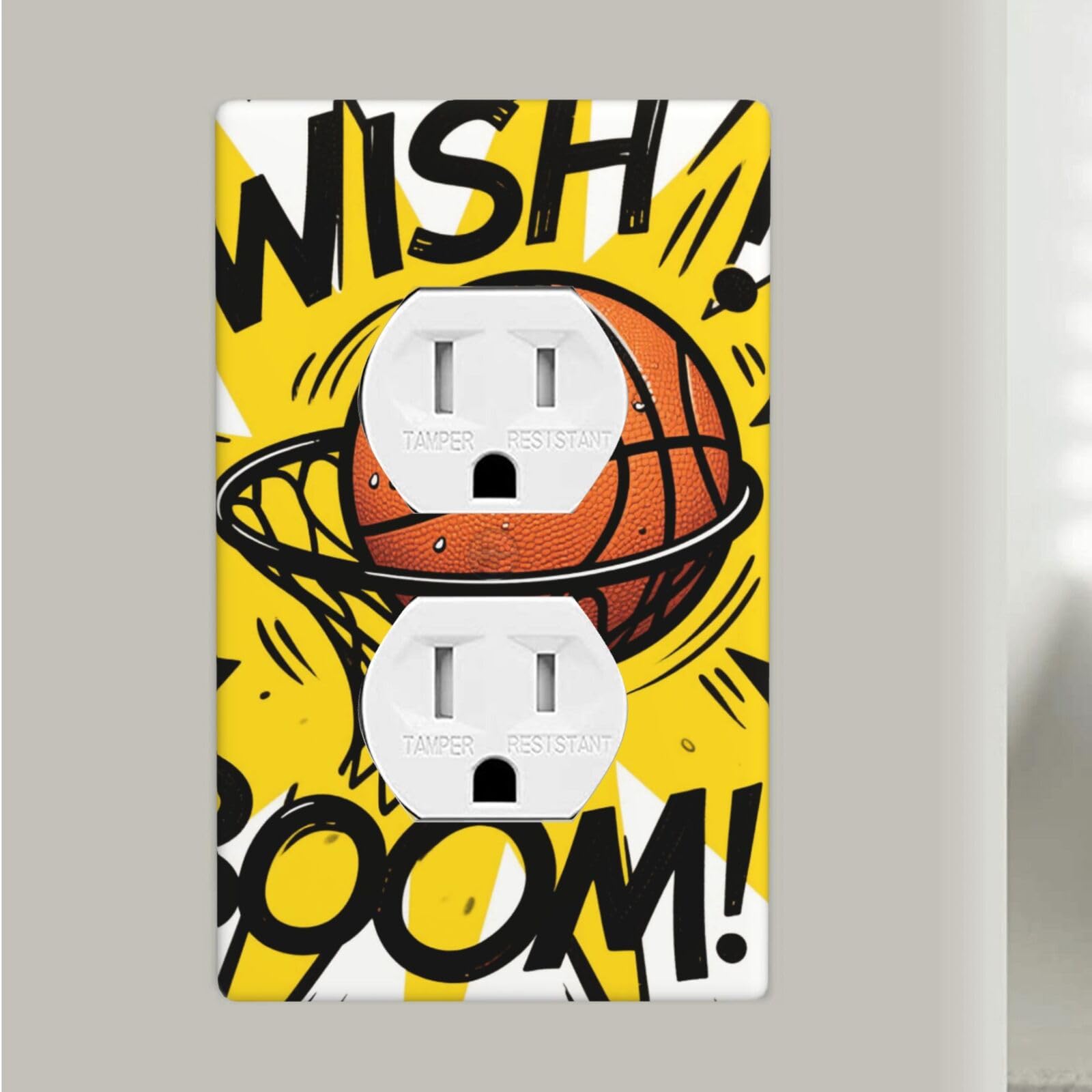 Basketball Duplex Outlet Covers Wall Plates 1-Gang Switch Outlet Electrical Cover Plate Unbreakable Polycarbonate Switchplate Cover Faceplate For Bathroom Kitchen Home Decor