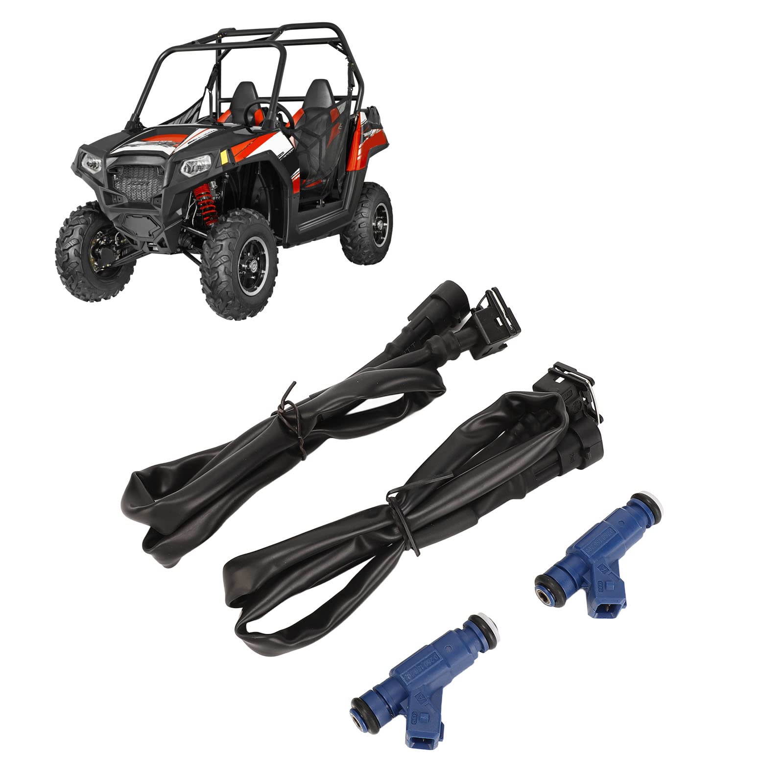 Qiilu 1202863 Zestaw Wtryskiwaczy Paliwa z Wiązką Pigtail dla Polaris Ranger 700 2005-2009 dla Polaris RZR 800 2008-2010 1253558 100-4332 0280156208 Wymiana