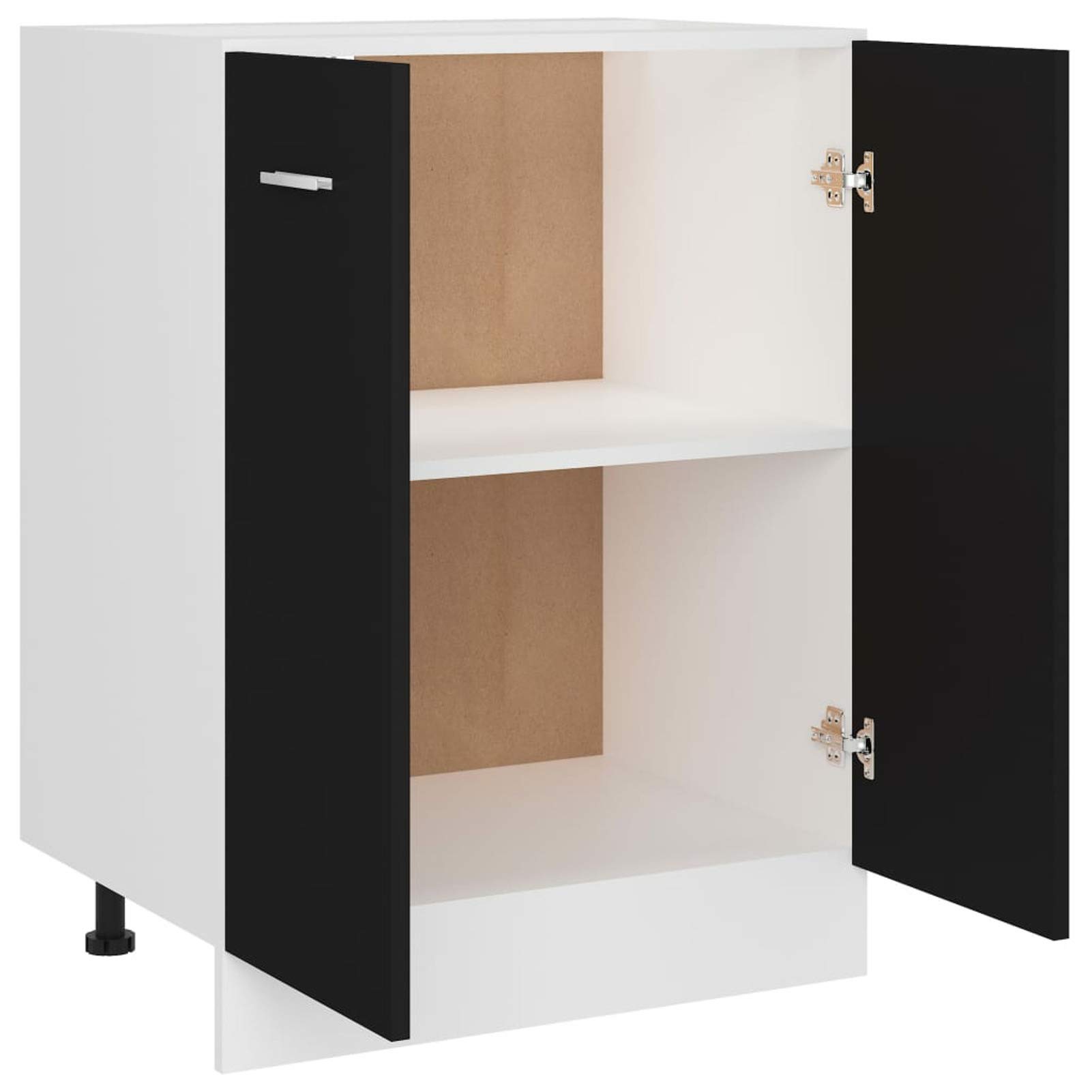 LAPOOH Unterschrank Schwarz 60x46x81,5 cm Spanplatte Küchenschrank, Küchenunterschrank, Unterschrank Küche, Küchenmöbel, Miniküche, Spülschrank