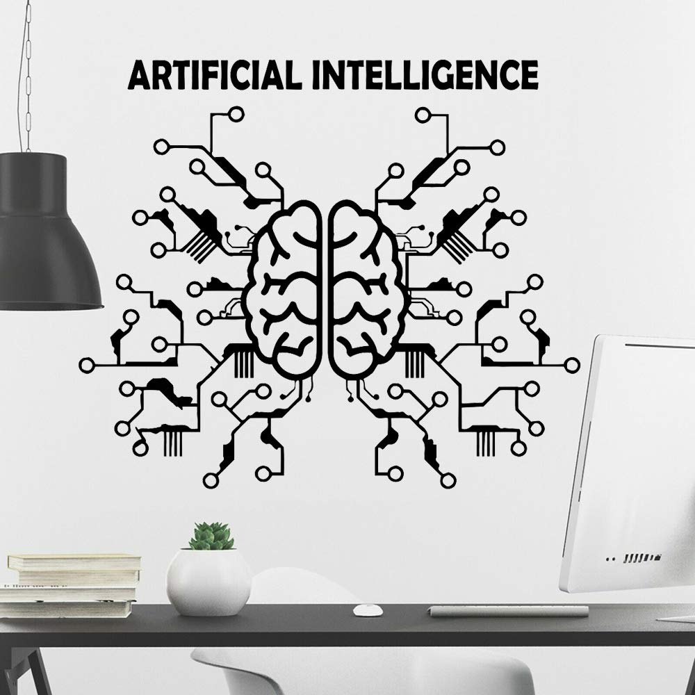 Gadgets WRAP Wall Decal Brain Neural Network Computer Vinyl Stickers Technology Company Office
