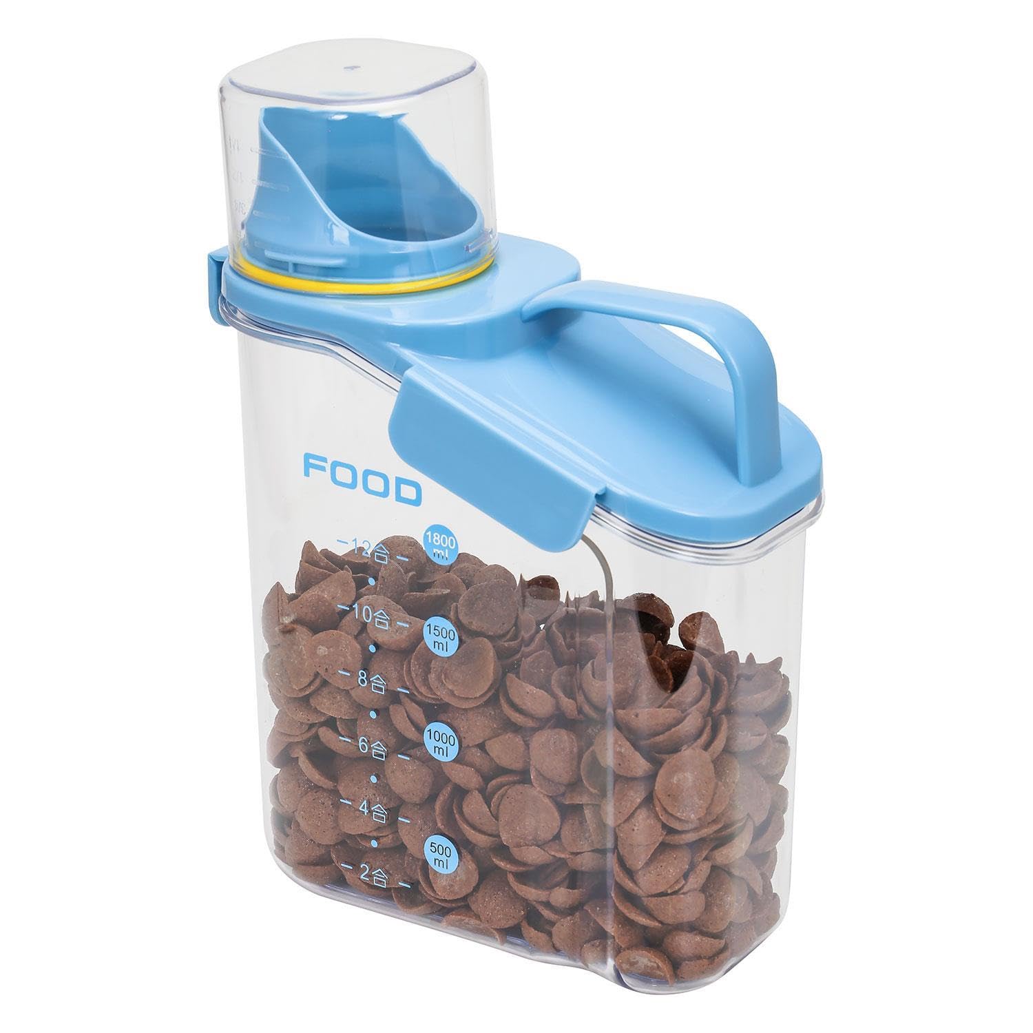 Thrink 2L Airtight Food Storage Container Plastic Food Storage With A Clear, See-Through Design - Mess-Free Pouring Perfect For Cornflakes, Cereal, Rice, Lentils, Sugar, Coffee, Pet Food (Blue)