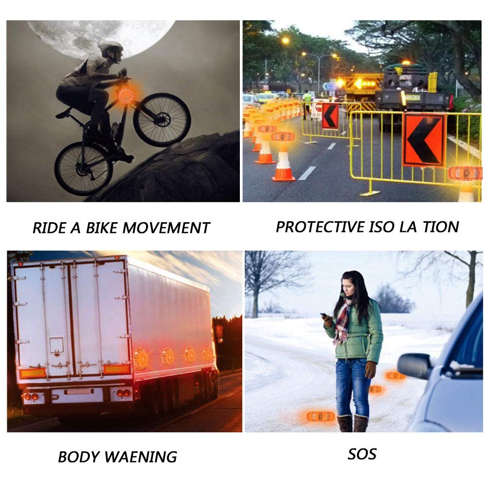 XhuangTech Kit 6 Luci LED Emergenza Stradali - Luci Magnetiche Con 9 Modalità Flash, Gancio E Base Magnetica Per Auto - Foto 14