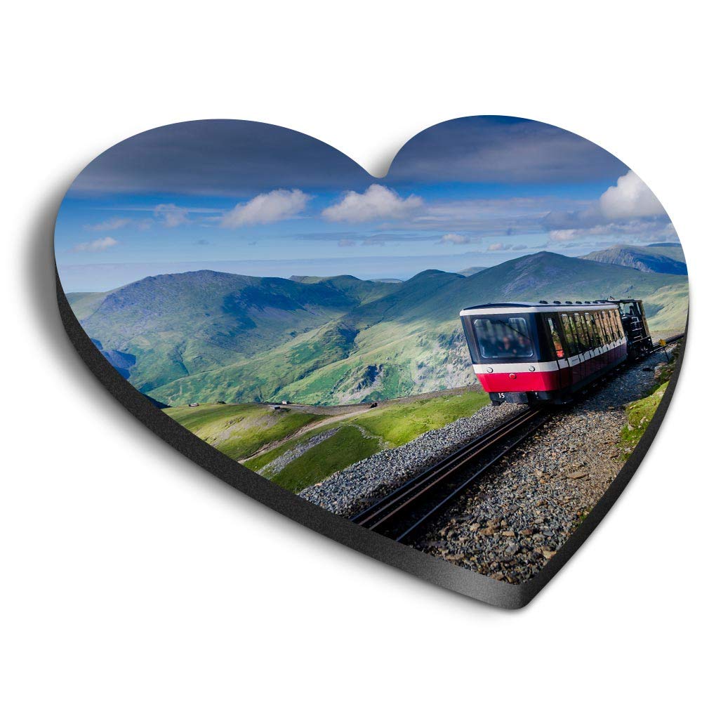 Destination Vinyl Ltd Multicolor 1 X Heart Mdf Magnets - Mount Snowdon Railway Train Wales 16567