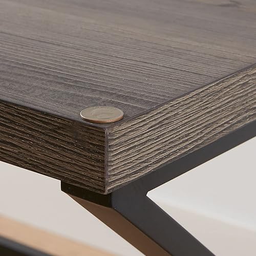 Miniatura 131 de HSH Escritorio gris para computadora, escritorio industrial de madera y metal para oficina en casa, escritorio rústico para computadora portátil