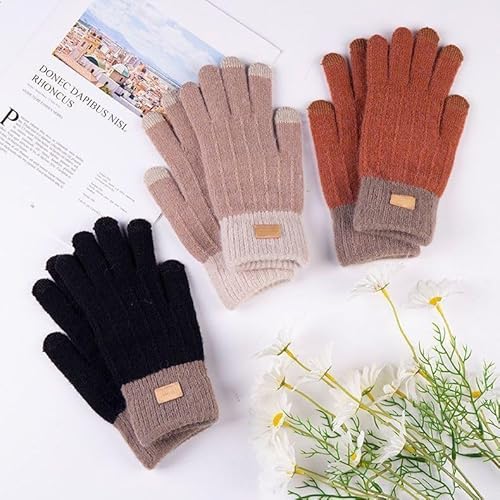 Luva Feminina Inverno,Luva TéRmica Touch Screen Feminina Masculina Ar Livre(Cáqui)