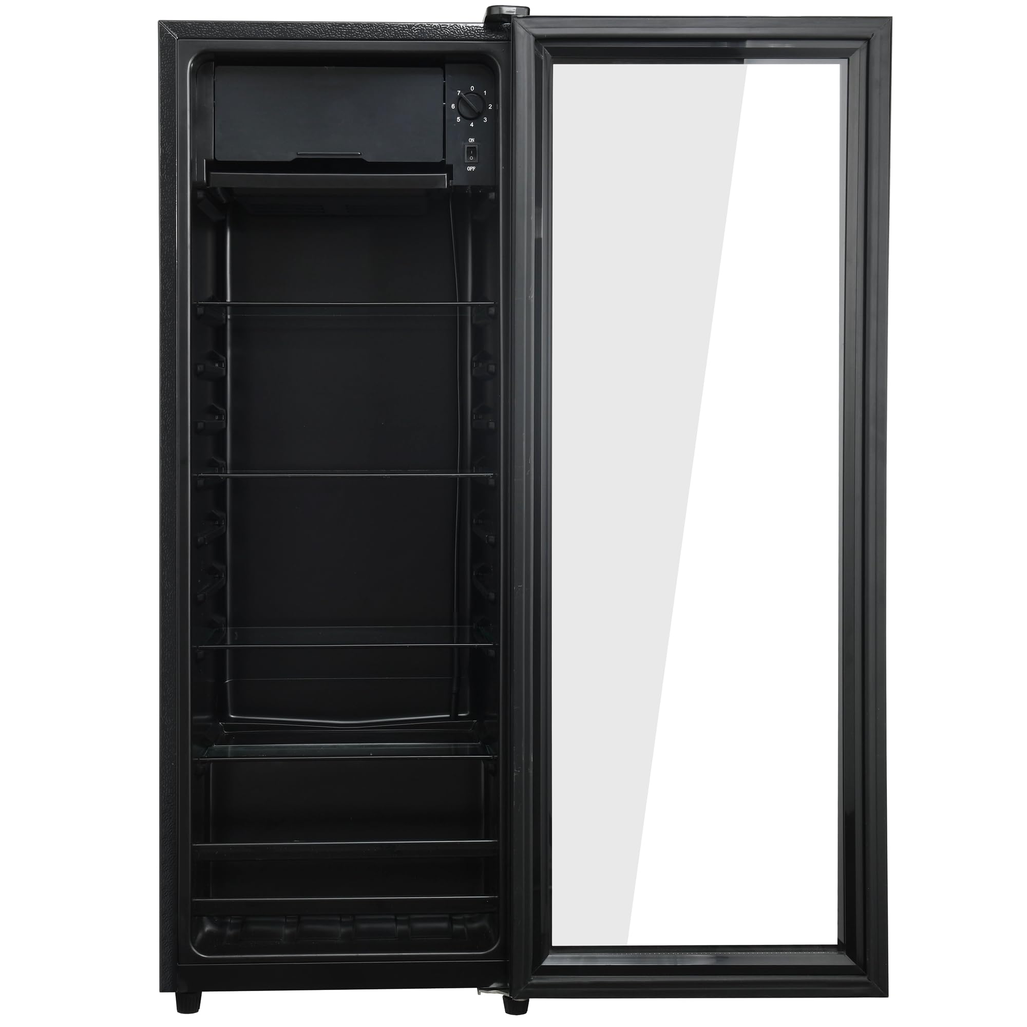 Gegtuon Frigorifero 128L, Frigo con Illuminazione a LED e Divisorio per Ripiani, Professional Frigo Bar Refrigerata con Congelatori e Porta in Vetro per Ufficio Casa Cucina, Classe E, 220-240V, Nero