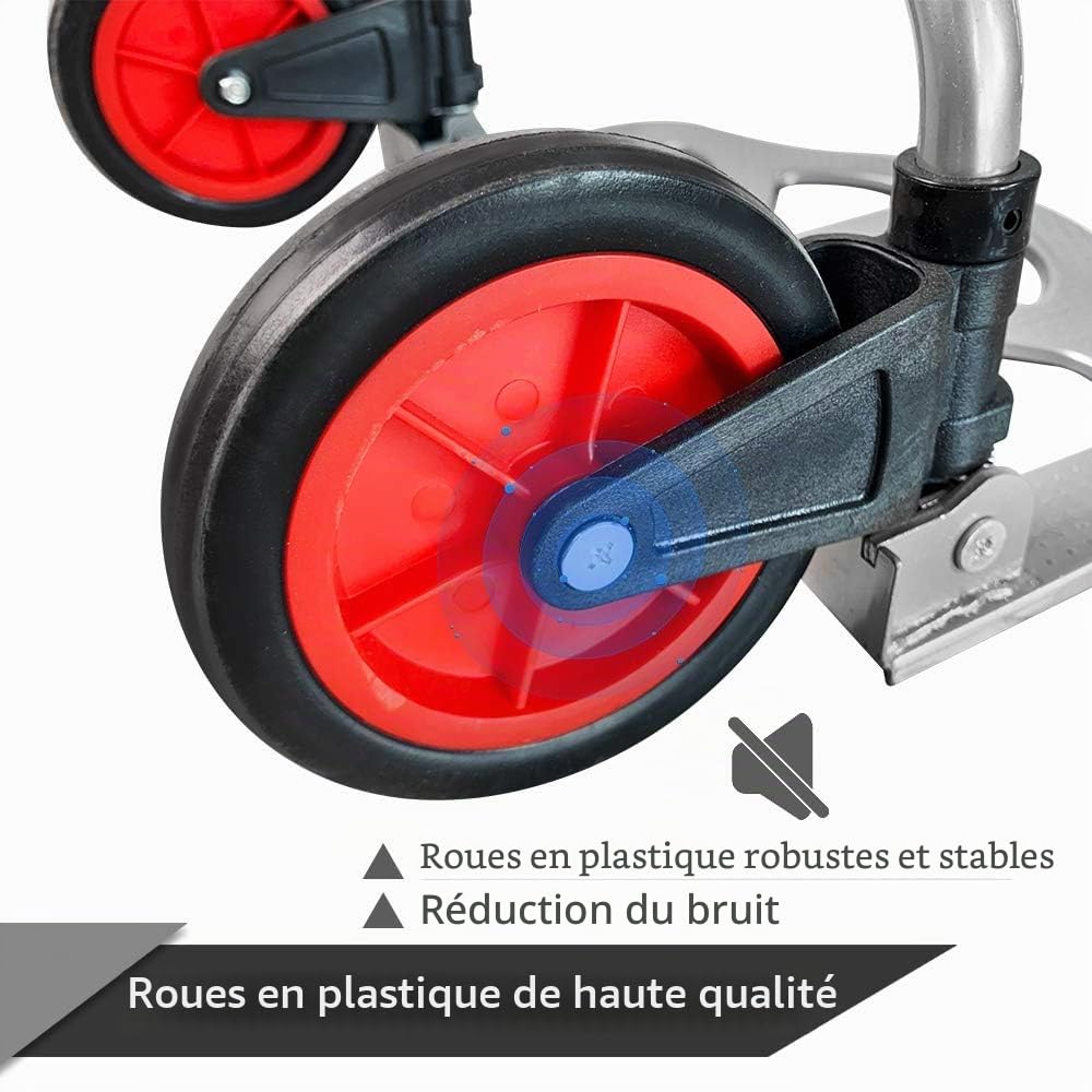 Diable empilable en aluminium - Jusqu'à 80 kg - Surface de chargement antidérapante avec roues et poignée réglable
