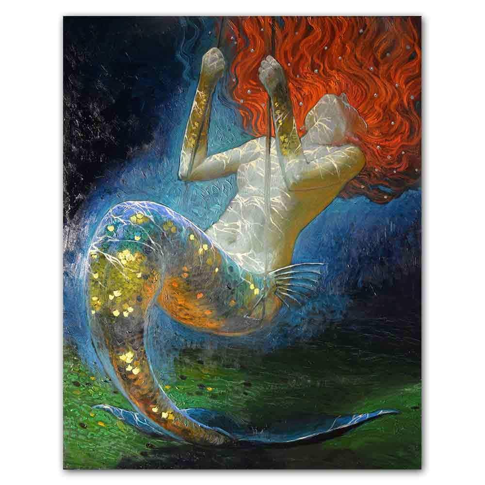 Amazon｜JSWHPマーメイドキャンバス絵画インテリア壁掛けファンタジー