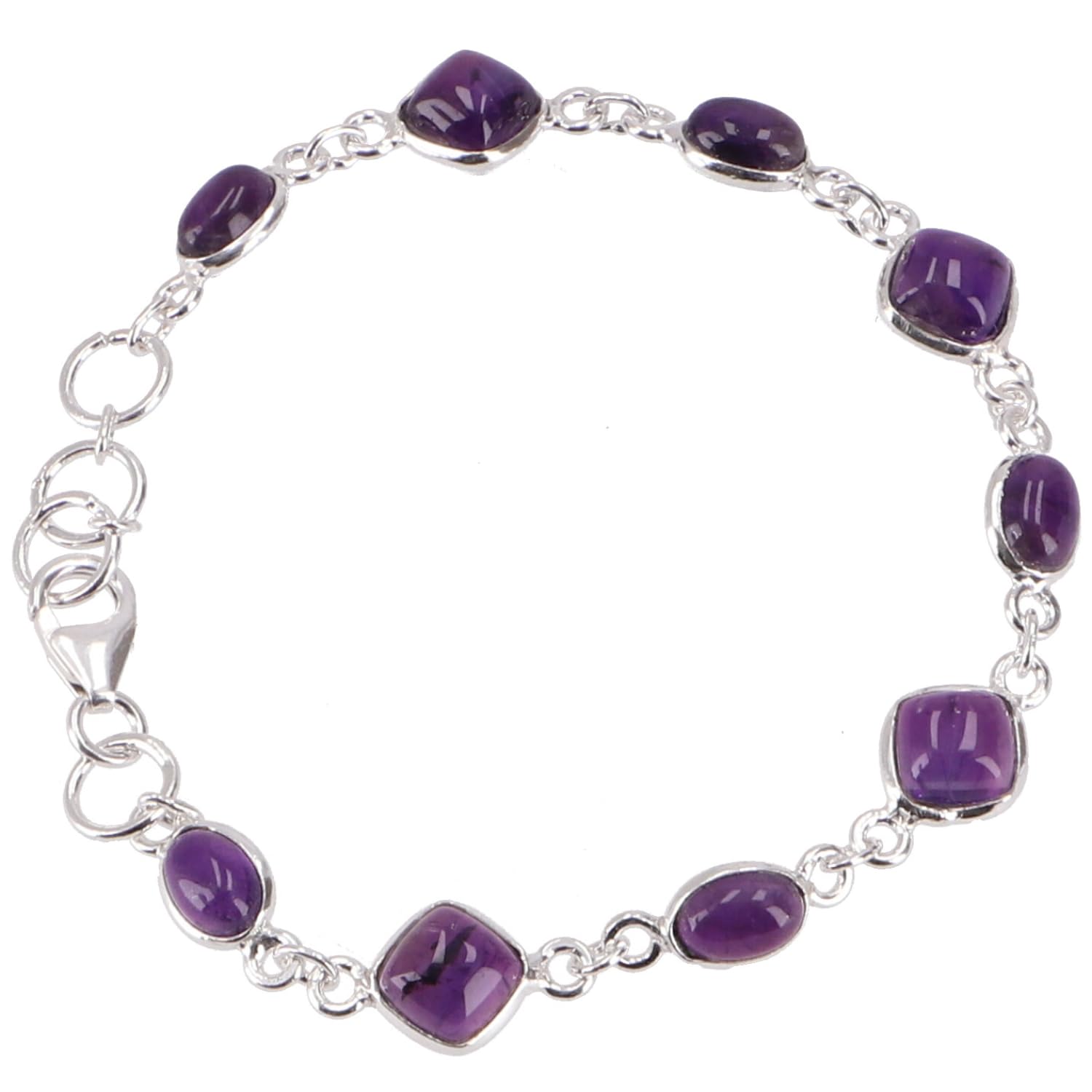 Bracelet indien Boho en argent améthyste véritable bijou ethnique - 5