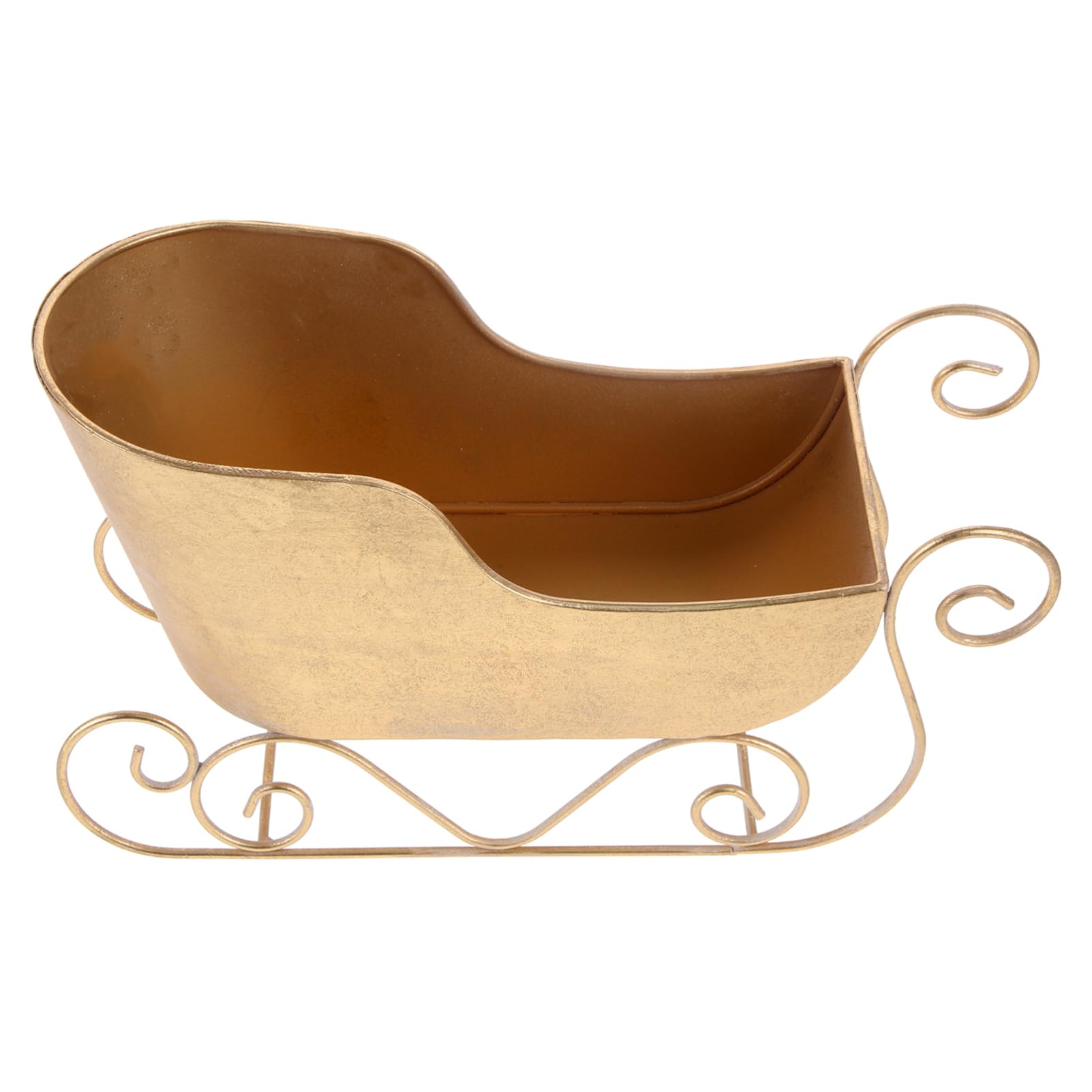 HOLIDYOYO Christmas Sleigh Candy Dish, Gold Metal Christmas Sleigh Santa Sleigh Desk Top Decor Christmas Sleigh Ornament Decorative Prop for Christmas Table Shelf Decor