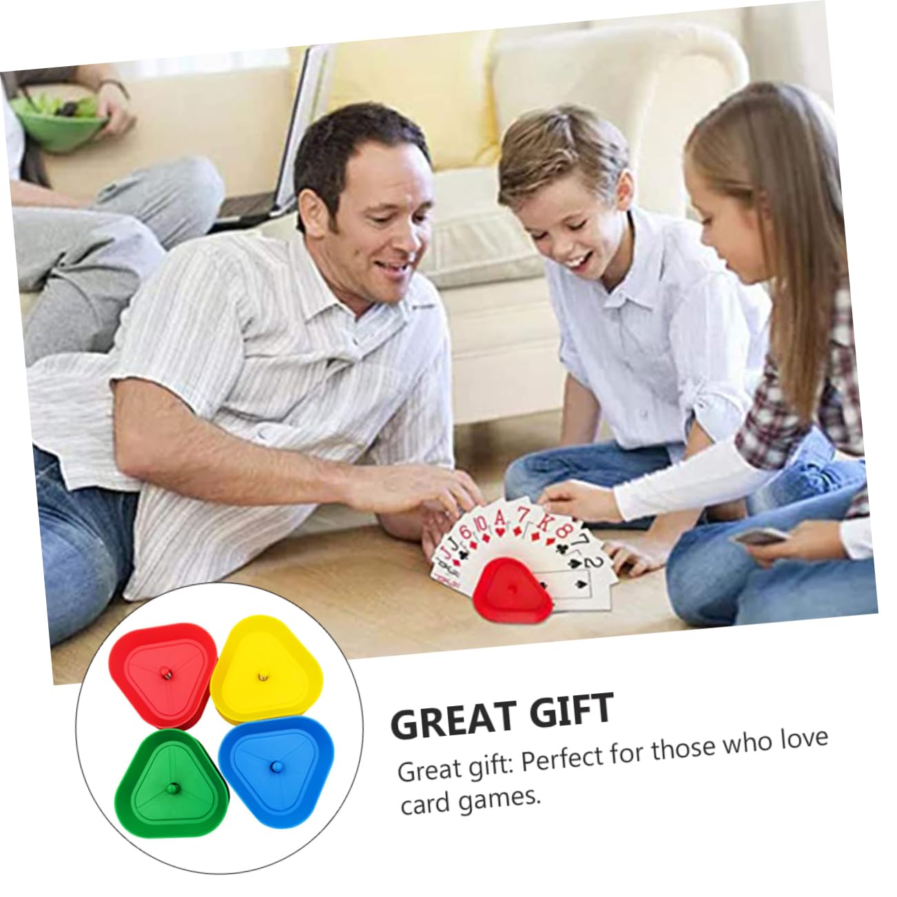 NAMOARLY Triangle Poker Card Rack 4pcs Hands-Holder Portable Playing Card Support Spring-Action Mechanism