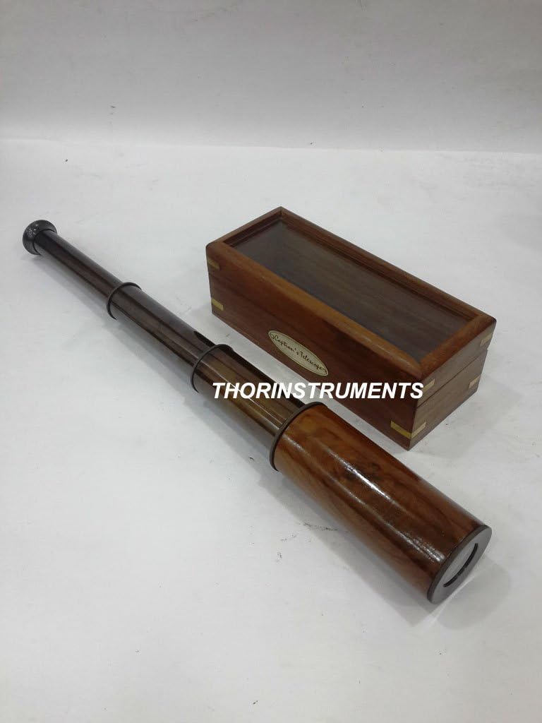 Royal Bronze Telescope Brown Wooden Vintage Look Spyglass Box Decor Rustic Vintage Home Decor Gifts