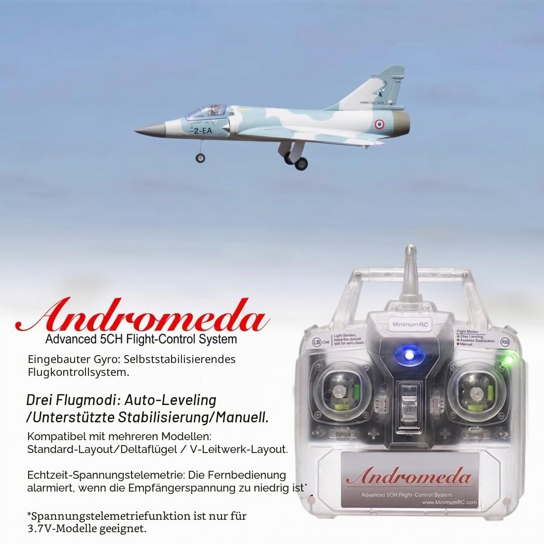 MinimumRC Phantom 2000 30 Mm EDF RC Jet Flugzeug Modell, 4CH Kampfflugzeug Mit Brushless Motor Gyro Stabilisierung Und Deltaflügel Modellflugzeug Für Erwachsene– Gas Links / 3 Akkus