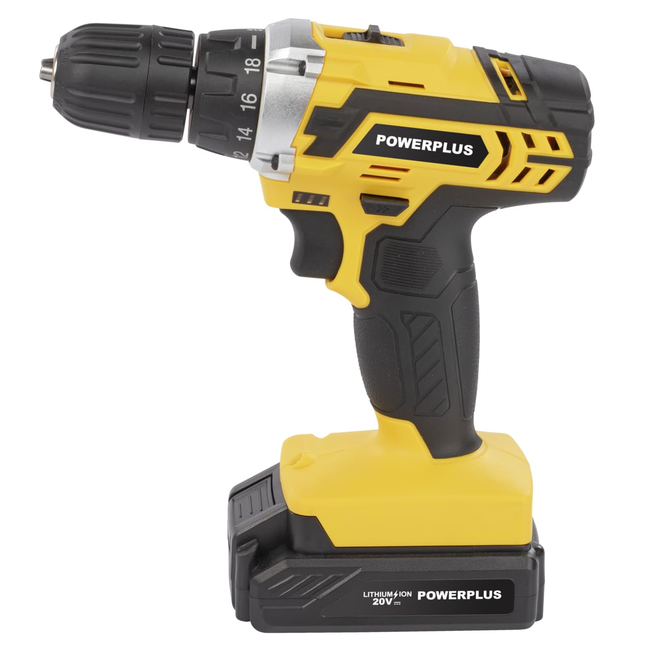 Powerplus POWX00422 - Cacciavite e trapano a batteria da 20 V, con 2 batterie da 1,5 Ah e caricabatterie, per legno, pietra e metallo