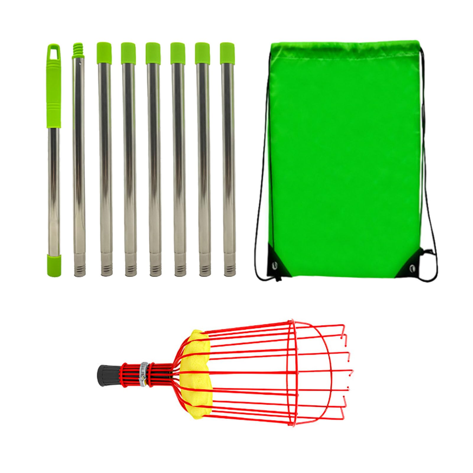 Poste recolector de frutas con cesta telescópica, herramienta de recolección de frutas ajustable, herramienta de poste telescópico recolector de naranjas para mango, pera, limón (Om / 10. Tenía miedo)