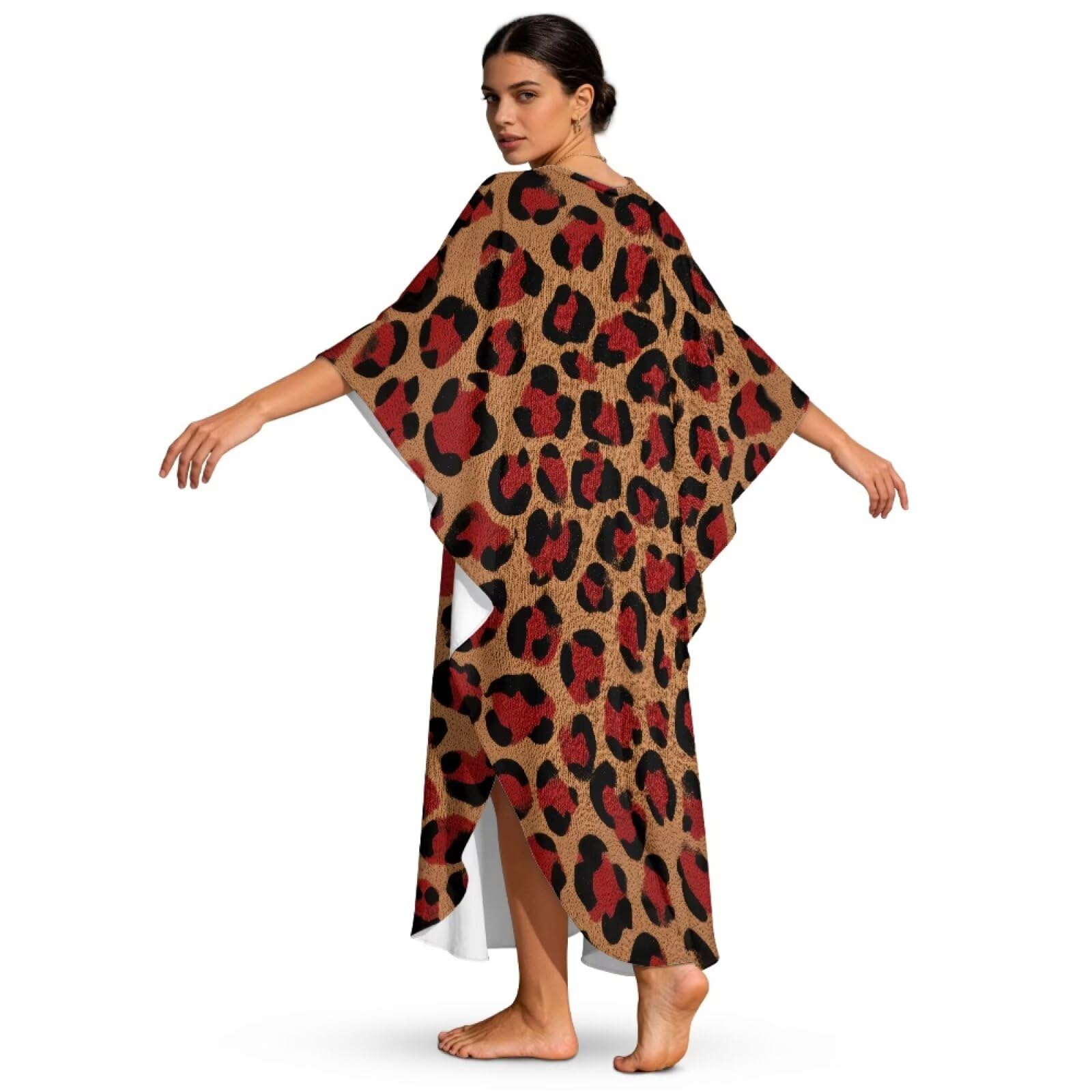 Copricostume estivo da donna, per spiaggia, taglie forti, con scollo a V, maxi abito da spiaggia