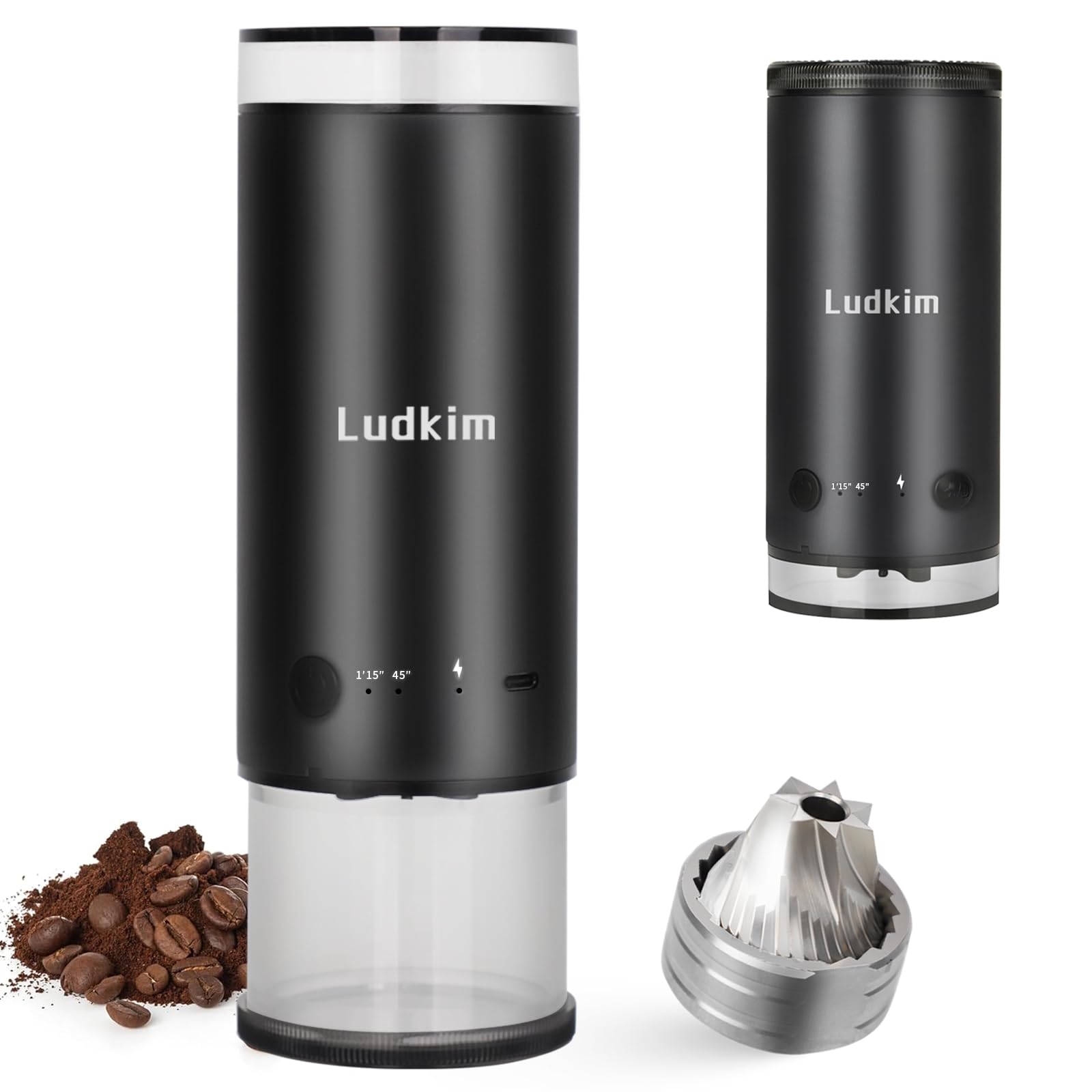 Portable Electric Burr Coffee Grinder With 38 Adjustable Grind Settings