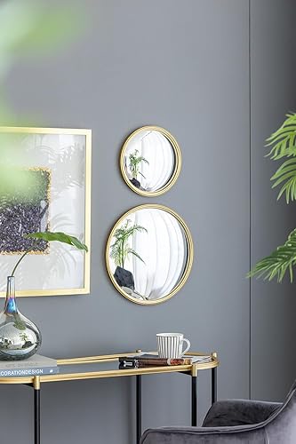 Miniatura 5 de Espejo redondo dorado D11, espejo circular con marco de hierro para sala de estar, dormitorio, tocador, entrada, pasillo