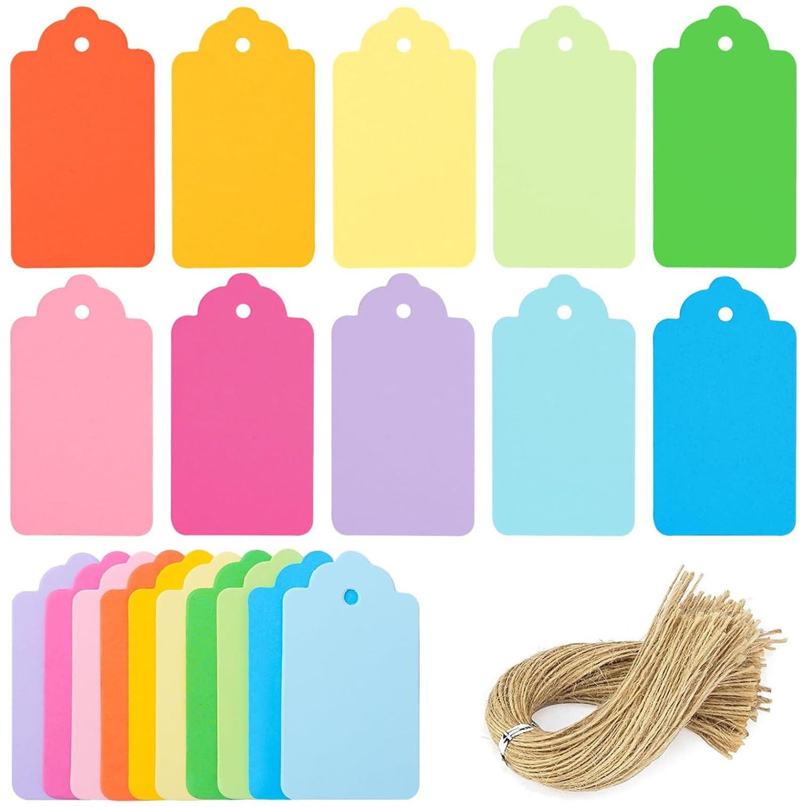 HAKACC 200 Pcs Gift Tags Colourful, Mini Paper Labels in 10 Hues for Wedding Valentine Birthday DIY, Retail Price Tickets for Shop Decor