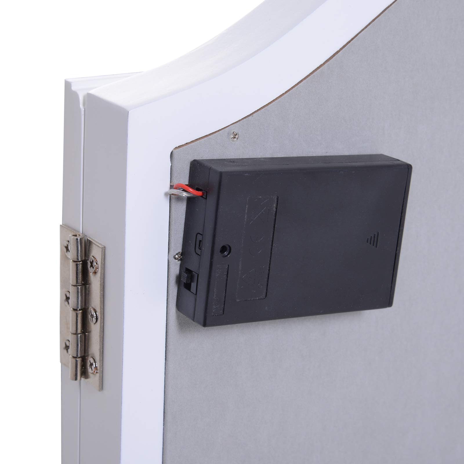 HOMCOM Kosmetikspiegel Schminkspiegel 16 x LED-Beleuchtung freistehend 180° ausklappbar Batteriebetrieben Weiß 3 Spiegel 73 x 53,5 x 4,5 cm