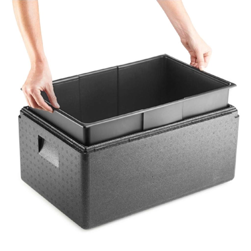 thermohauser Caja térmica EPP Inlay GN 1/1, negro, con depósito interior extraíble (PE), 48,5 L