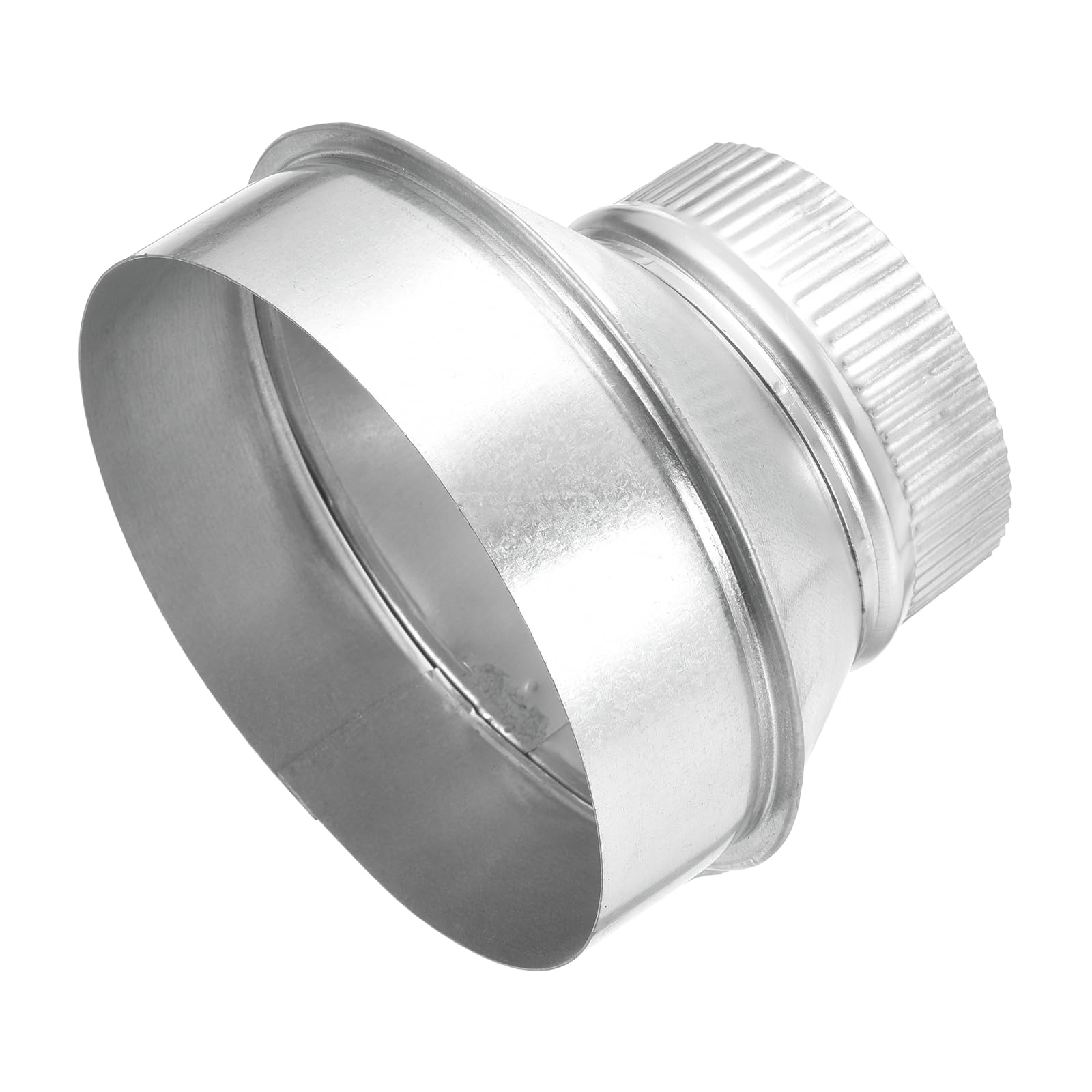 sourcing map Eccentric Duct Reducer (150mm to 100mm) - Galvanized Steel Crimped End Ducting Adapter Increaser Round Air Duct Connector for HVAC Ventilation System, Silver