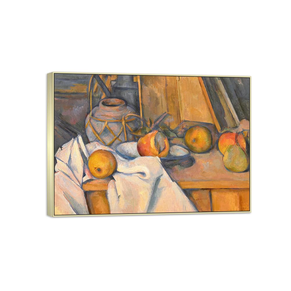 SDYSKKUG Canvas Wall Art Picture Decor Fruits Pot by Paul Cezanne 115x80cm Silver Frame
