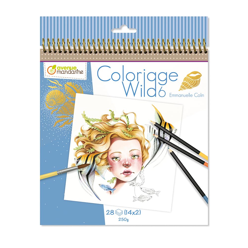 Avenue Mandarine GY124C - A Wild Colouring book - 28 pages - 20x20 cm - Colouring for Adults - WILD 6 THEME - Ideal for felt-tips and colouring pencils