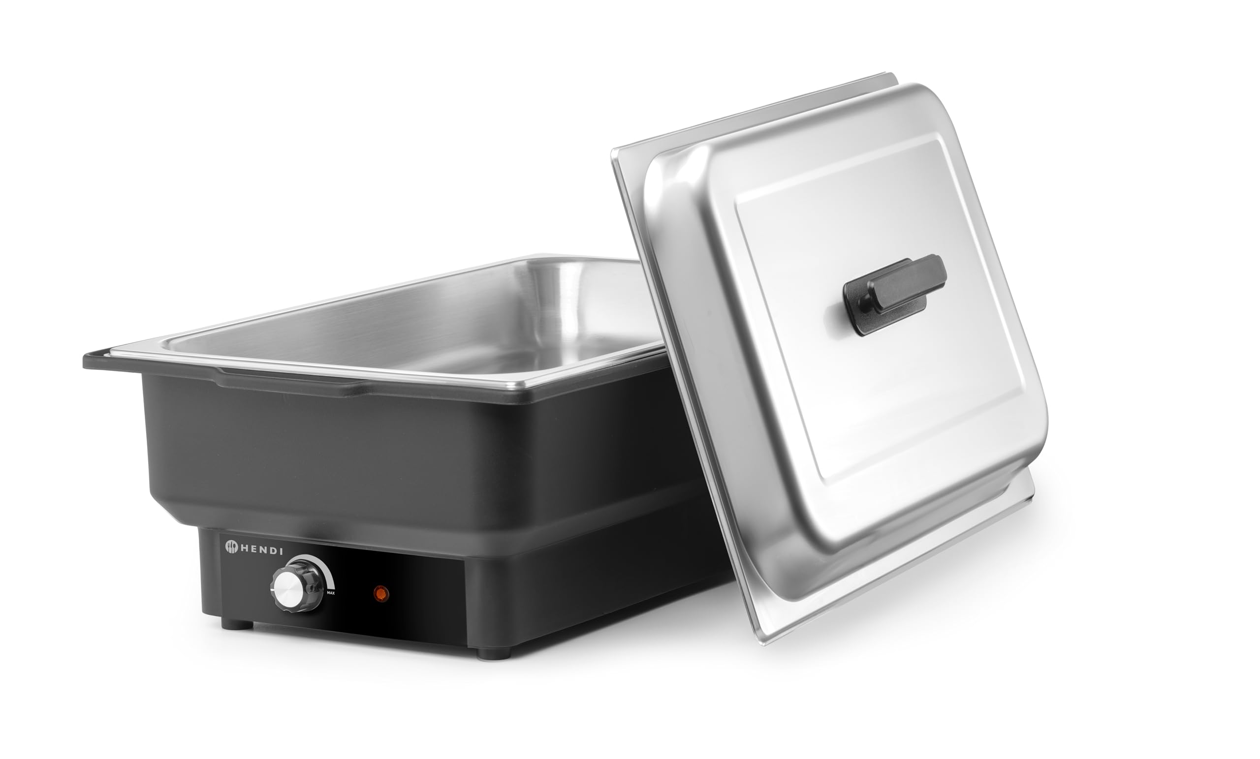 HENDI Chafing Dish électrique Tellano, Bain-Marie de Buffet, GN 1/1, capacité 9L, 30–85°C, 230V, 900W, 575x349x(H) 278mm, polypropylène et Acier Inoxydable
