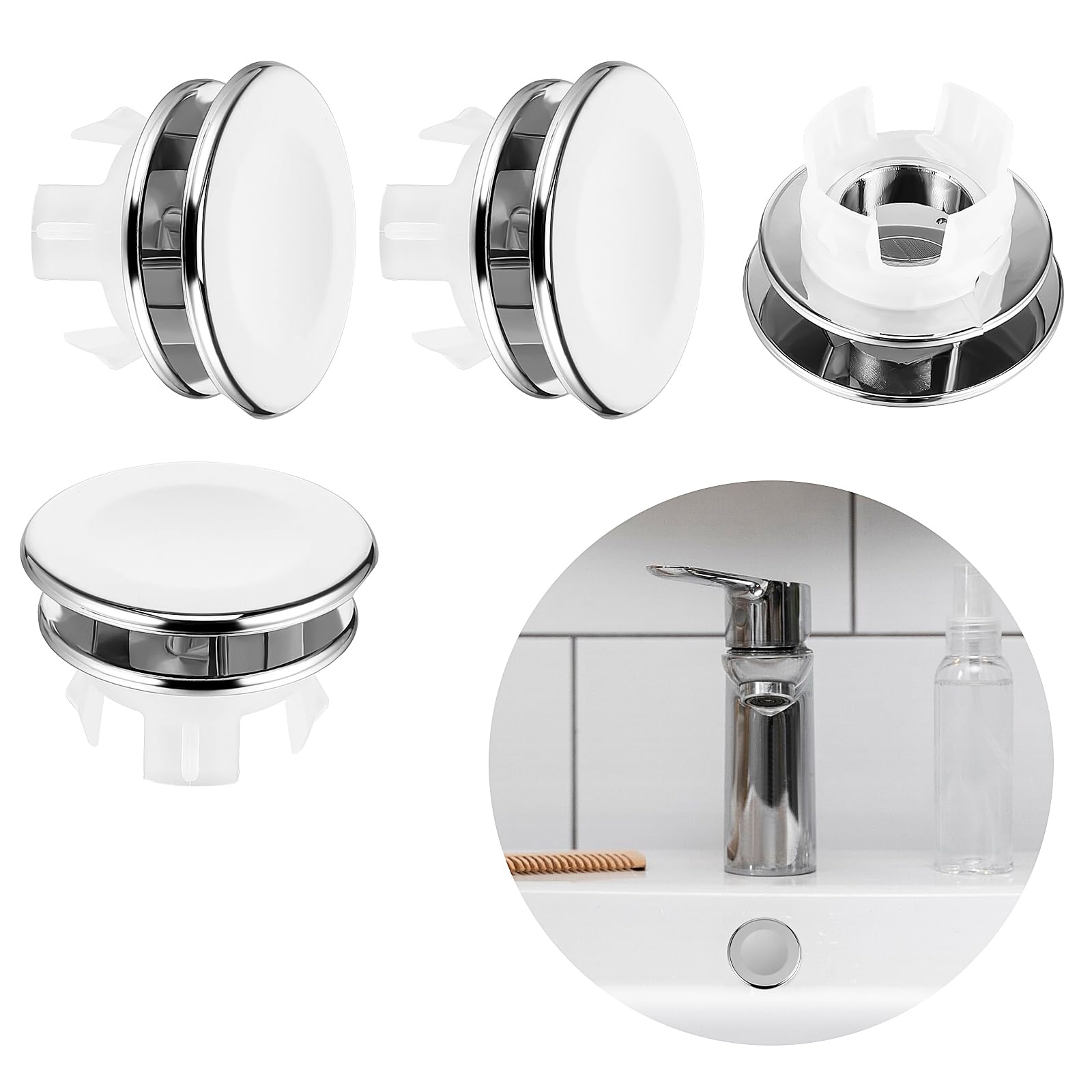 Amazon.com: 4 Pcs Sink Overflow Cover Sink Overflow Ring Bathroom Sink ...
